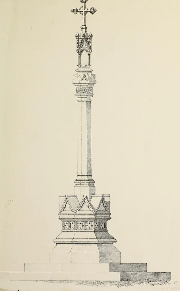 An illustration from A series of designs for Gothic monuments, churchyard crosses, sepulchral slabs, and head crosses; together with remarks on some modern erections, and their assumed connection with ecclesiastical buildings--pagan symbolism--unchristian character--position--inscription, etc., etc., 1852, leaf 20
