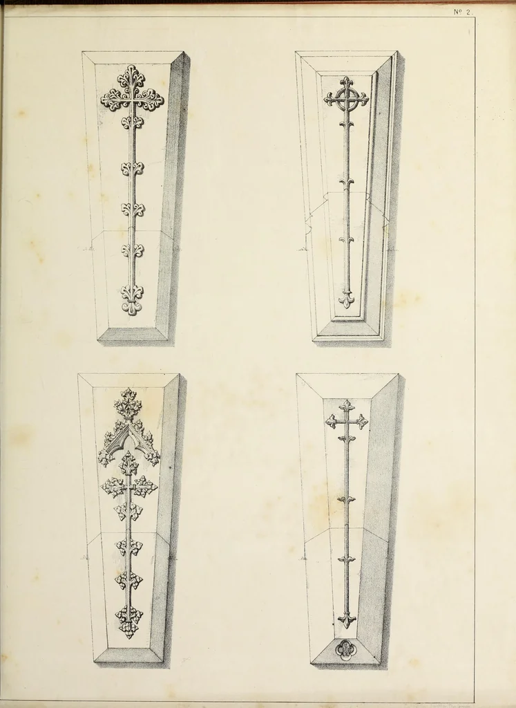 An illustration from A series of designs for Gothic monuments, churchyard crosses, sepulchral slabs, and head crosses; together with remarks on some modern erections, and their assumed connection with ecclesiastical buildings--pagan symbolism--unchristian character--position--inscription, etc., etc., 1852, leaf 24