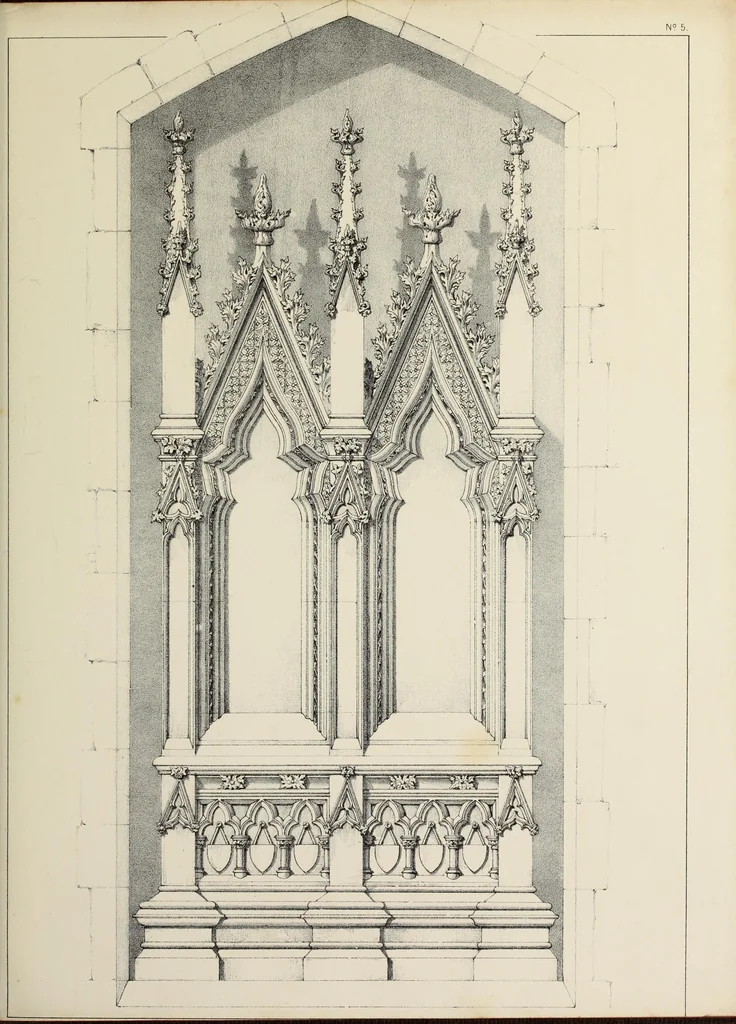 An illustration from A series of designs for Gothic monuments, churchyard crosses, sepulchral slabs, and head crosses; together with remarks on some modern erections, and their assumed connection with ecclesiastical buildings--pagan symbolism--unchristian character--position--inscription, etc., etc., 1852, leaf 36