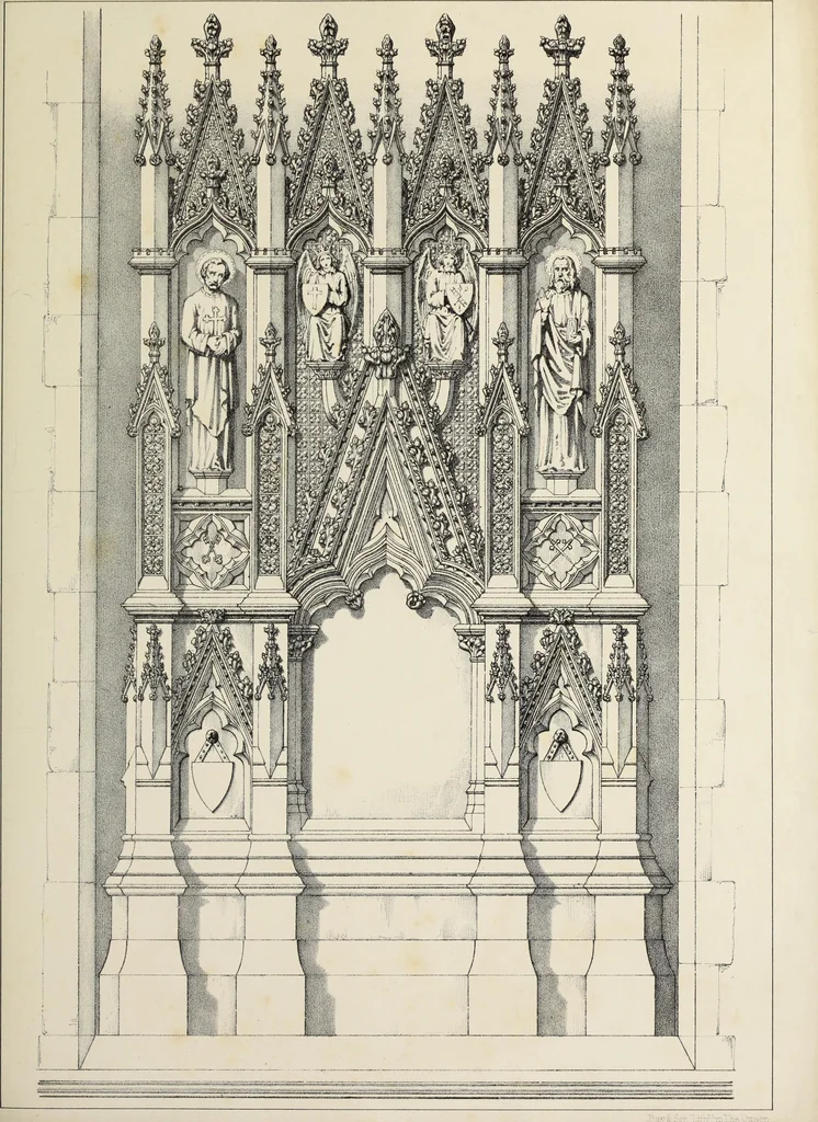 An illustration from A series of designs for Gothic monuments, churchyard crosses, sepulchral slabs, and head crosses; together with remarks on some modern erections, and their assumed connection with ecclesiastical buildings--pagan symbolism--unchristian character--position--inscription, etc., etc., 1852, leaf 40
