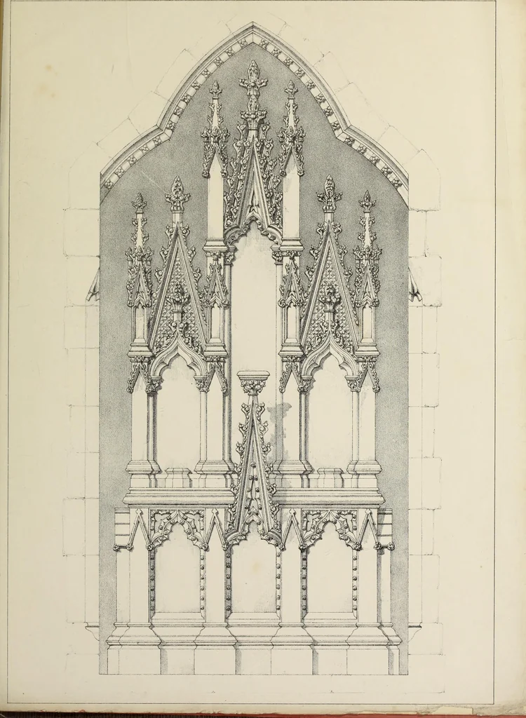 An illustration from A series of designs for Gothic monuments, churchyard crosses, sepulchral slabs, and head crosses; together with remarks on some modern erections, and their assumed connection with ecclesiastical buildings--pagan symbolism--unchristian character--position--inscription, etc., etc., 1852, leaf 60
