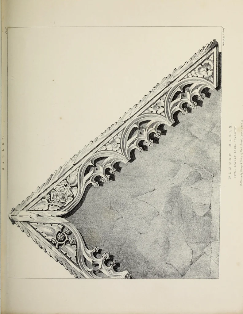 An illustration from A series of ornamental timber gables : from existing examples in England and France, of the sixteenth century, 1831, leaf 88