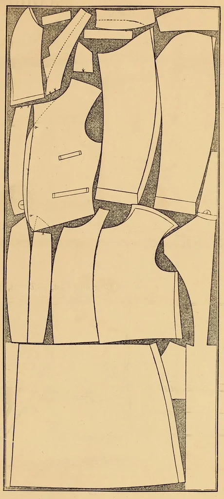 An illustration from A series of tables and diagrams illustrating economy in cutting, being economical methods for cutting out garments, 1894, leaf 23