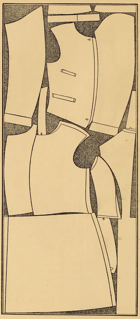 An illustration from A series of tables and diagrams illustrating economy in cutting, being economical methods for cutting out garments, 1894, leaf 26