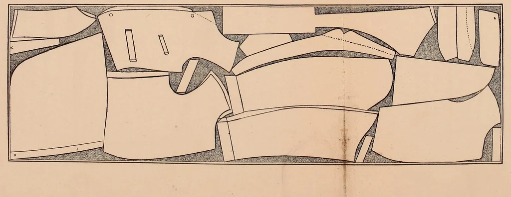 An illustration from A series of tables and diagrams illustrating economy in cutting, being economical methods for cutting out garments, 1894, leaf 33