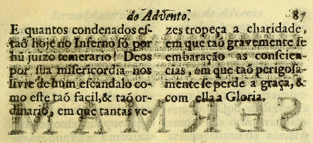 An illustration from Sermoens do P. Antonio Vieira, da Companhia de Jesu, visitador da Provincia do Brasil, Prègador de Sua Magestade. Quinta parte, 1689, leaf 103