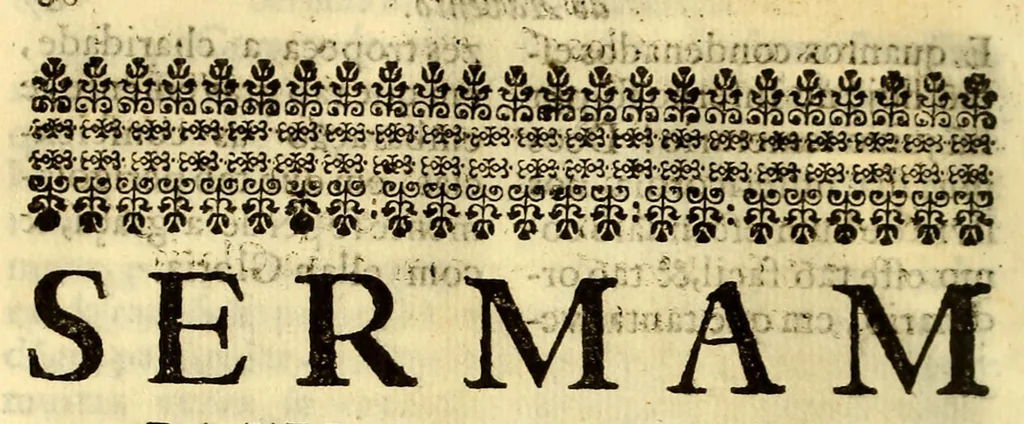 An illustration from Sermoens do P. Antonio Vieira, da Companhia de Jesu, visitador da Provincia do Brasil, Prègador de Sua Magestade. Quinta parte, 1689, leaf 104