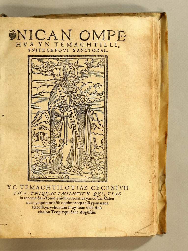 An illustration from Sermonario en lengua mexicana, : donde se contiene (por el orden del missal nueuo romano,) dos sermones en todas las dominicas y festiuidades principales de todo el año: y otro en las fiestas de los Sanctos, con sus vidas, y comunes. Con vn Cathecismo en lengua mexicana y española, con el Calendario., 1577, leaf 269