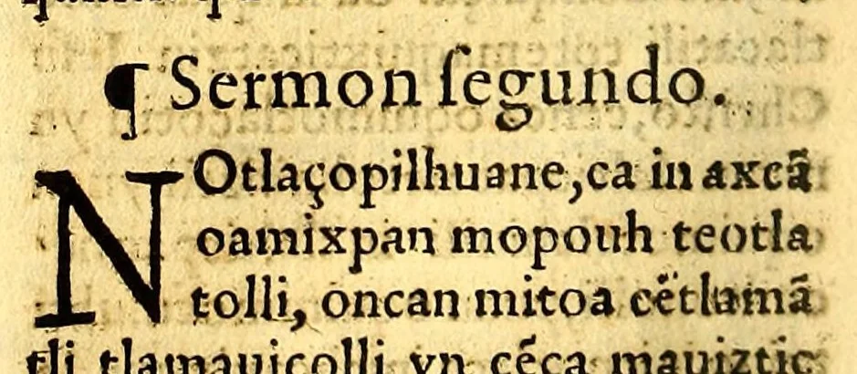 An illustration from Sermonario en lengua mexicana, : donde se contiene (por el orden del missal nueuo romano,) dos sermones en todas las dominicas y festiuidades principales de todo el año: y otro en las fiestas de los Sanctos, con sus vidas, y comunes. Con vn Cathecismo en lengua mexicana y española, con el Calendario., 1577, leaf 46