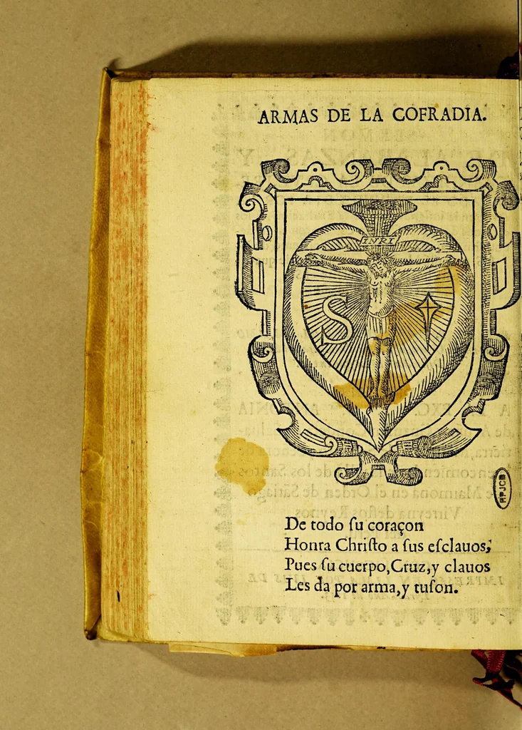 An illustration from Sermon de alabanzas, y grandezas de la cruz : predicado el segundo dia por la tarde en la insigne fiesta de la Exaltacion, q[ue] los esclauos del Santo Christo celebraron en su deuotissima capilla, que està en el conuento de N.P.S. Augustin de Lima, con jubileo de quarenta horas, descubierto el SS. sacramento, este año de 1652., 1653, leaf 6
