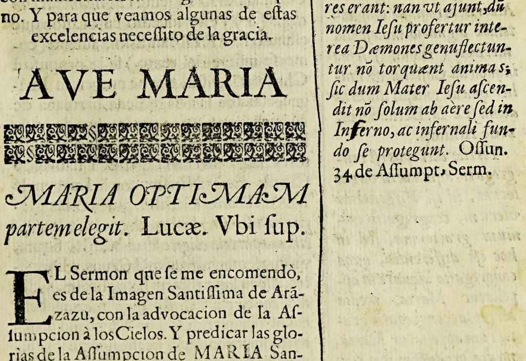 An illustration from Sermon de la portentosa, y sin igual imagen de Nuestra Señora de Aranzazu, 1695, leaf 27