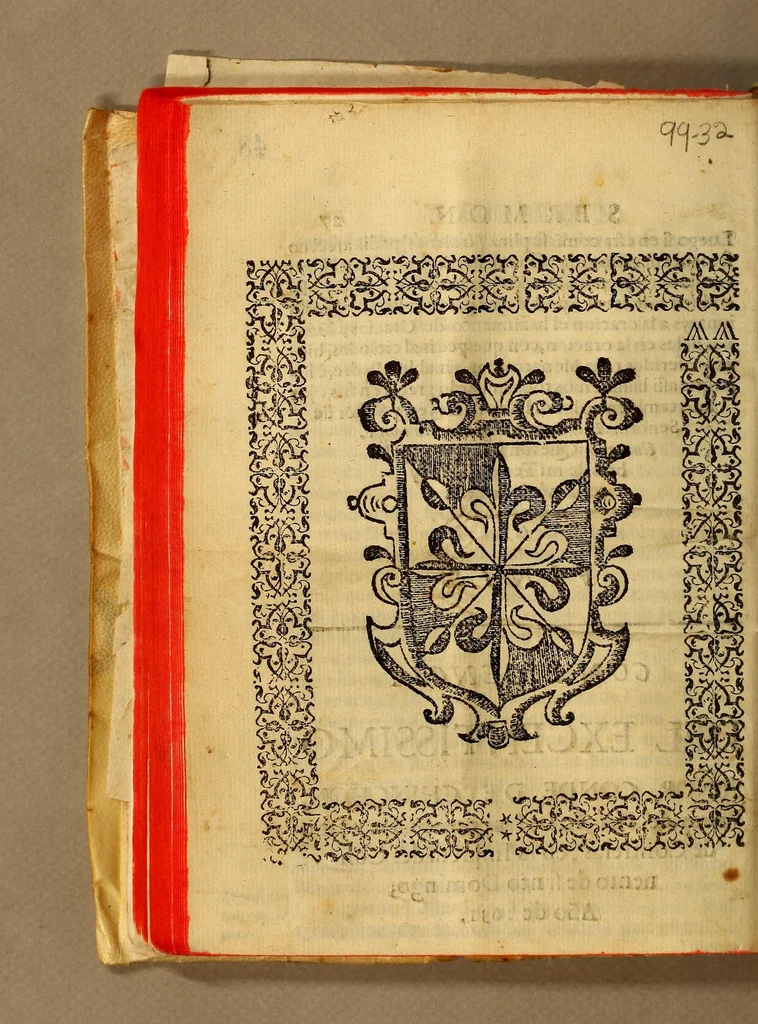 An illustration from Sermon en publica accion de gracias a Nuestro Señor, por el nacimiento del serenissimo infante don Baltasar Felipe de Austria. Predicole el P. Pdo. F. Iuan de Zarate, del Orden de Predicadores, calificador del Santo oficio, prior del Conuento de Lima, vicario prouincial deste Arcobispado de los Reyes, y Obispados de Truxillo, y Guamanga., 1631, leaf 40
