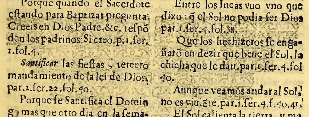 An illustration from Sermones de los misterios de nuestra santa fe catolica, en lengua castellana, y la general del Inca. : Impugnanse los errores particulares que los indios han tenido. Por el doctor don Fernando de Avendaño, arcediano de la Santa Iglesia Metropolitana de Lima, calificador del Santo Oficio, catedratico de prima de teologia, y examinador sinodal., 1648, leaf 27