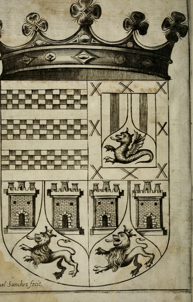 An illustration from Sermones varios, predicados en la cuidad de Lima corte de los reynos del Peru ... Sacalo a luz, Don Matheo Ibañez de Segovia y Peralta, Cavallero de el Orden de Calatrava, discipulo del Auctor. Dedicalos al Exmo. Señor Don Baltasar de la cuevar Enriquez Arias de Saavedra .., 1684, leaf 7