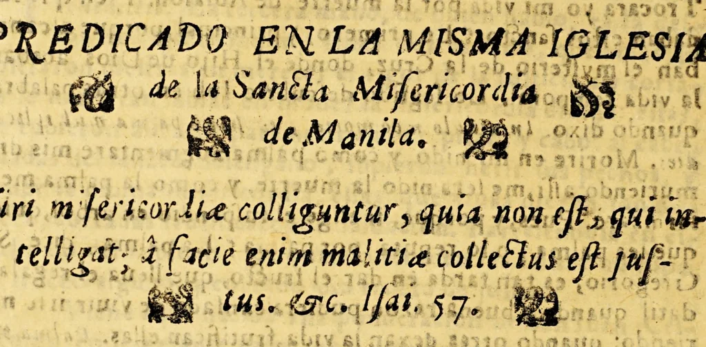 An illustration from Sermones varios, predicados en esta ciudad de Manila, 1675, leaf 414