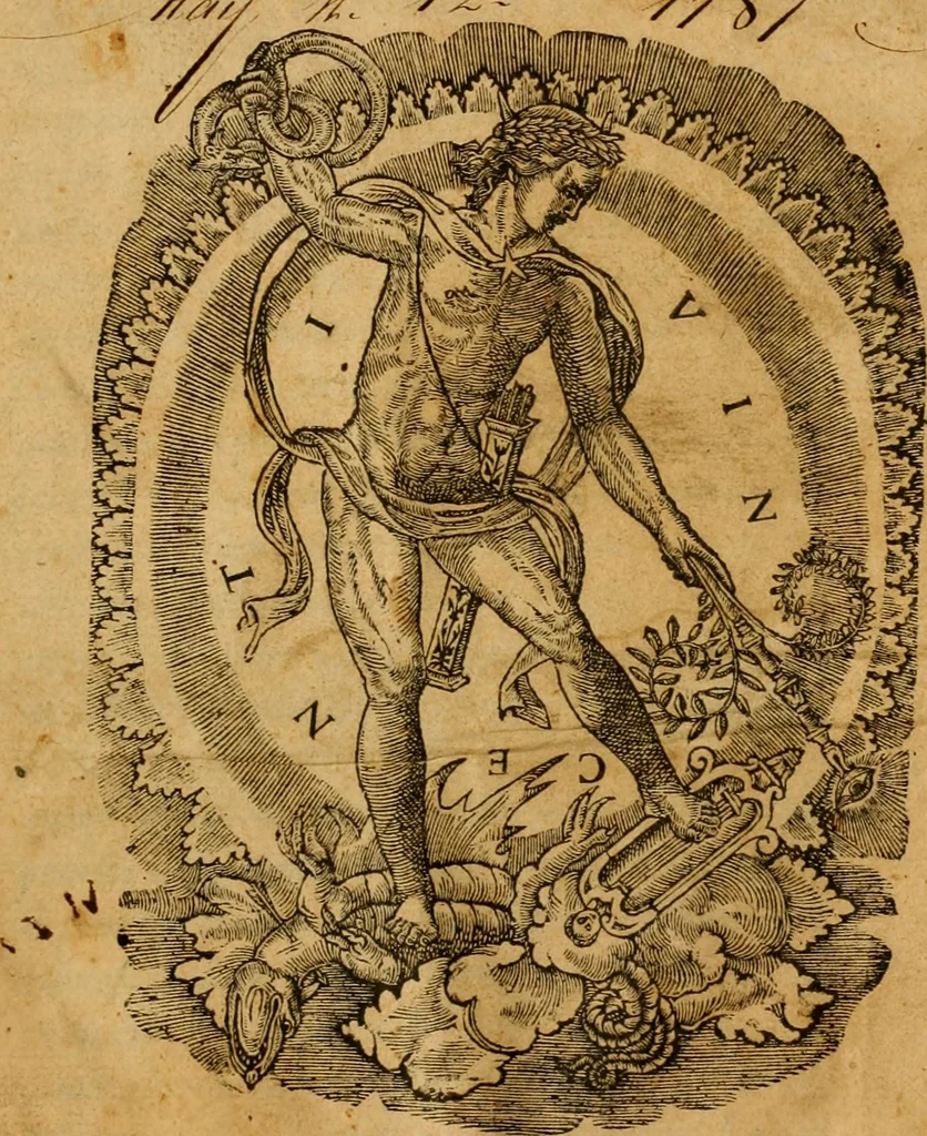 An illustration from Sermons de M. Iean Calvin sur le livre de Iob : recueillis fidelement de sa bouche selon qu'il les preschoit, 1569, leaf 6