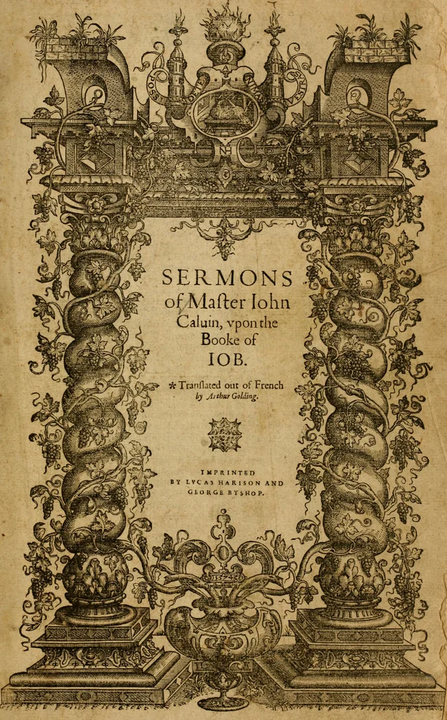 An illustration from Sermons of Master Iohn Caluin upon the booke of Iob, 1574, leaf 4