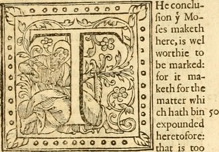 An illustration from The Sermons of M. Iohn Calvin upon the fifth booke of Moses called Deuteronomie : faithfully gathered word for word as preached them in open pulpit ; together with a preface of the ministers of the Church of Geneva ..., 1583, leaf 124