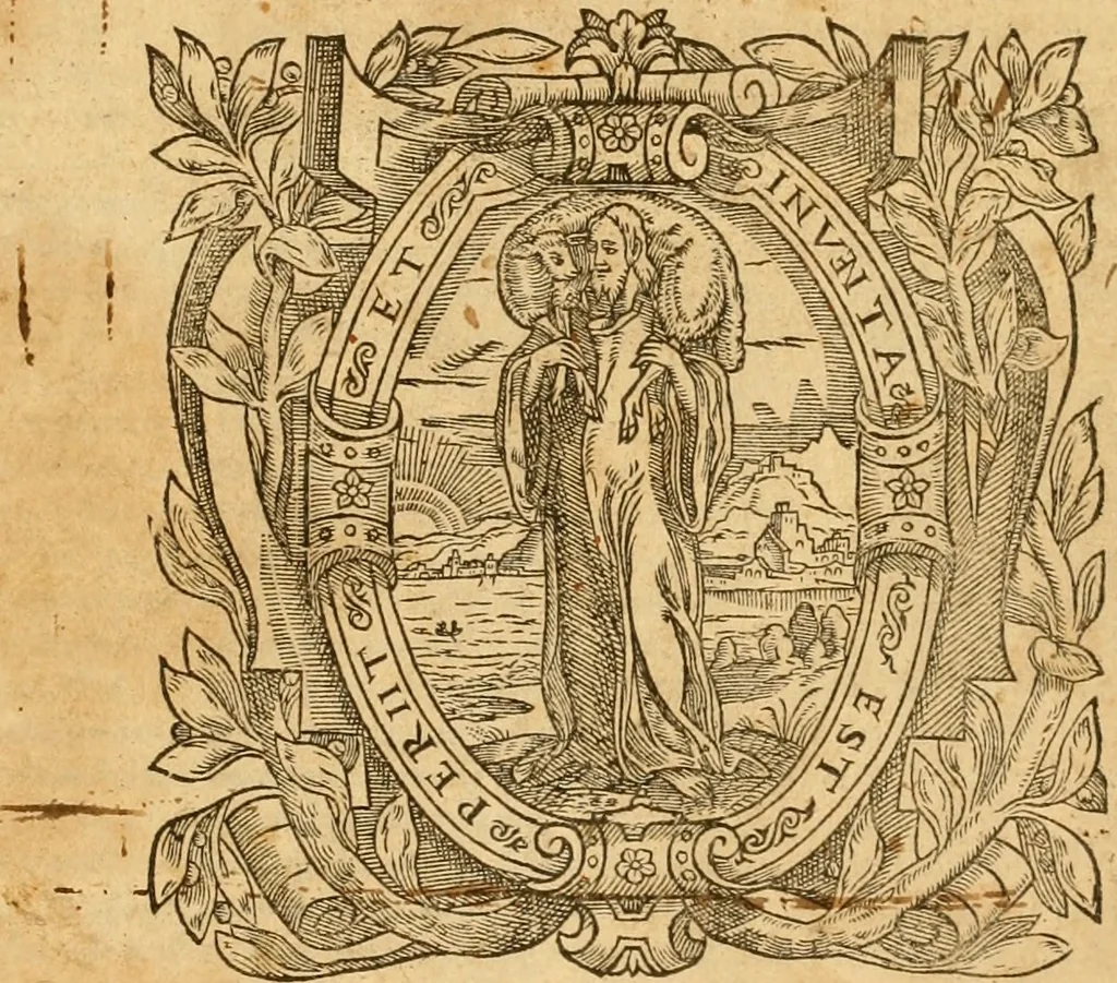 An illustration from The Sermons of M. Iohn Calvin upon the fifth booke of Moses called Deuteronomie : faithfully gathered word for word as preached them in open pulpit ; together with a preface of the ministers of the Church of Geneva ..., 1583, leaf 6