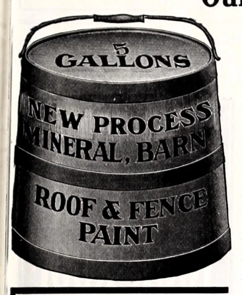 An illustration from Seroco paints : ready mixed house, barn, carriage, wagon and implement paints, shingle stains and preservatives, varnishes of every kind ... painters, glaziers and calciminers tools and supplies., 1915, leaf 9