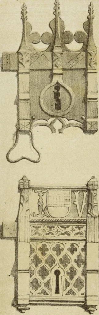 An illustration from Serrurerie du moyen-âge : les ferrures de portes, 1858, leaf 155