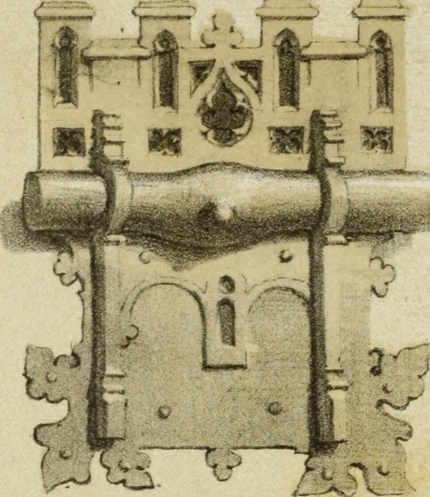An illustration from Serrurerie du moyen-âge : les ferrures de portes, 1858, leaf 155