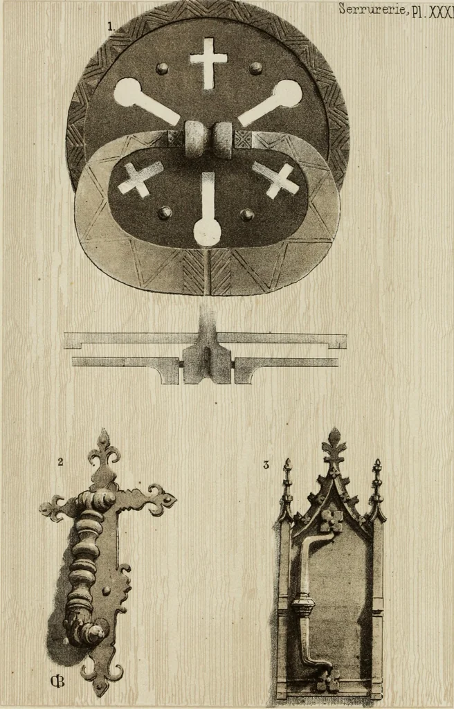 An illustration from Serrurerie du moyen-âge : les ferrures de portes, 1858, leaf 177