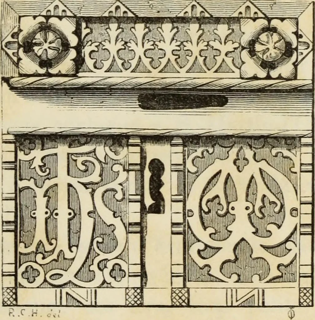 An illustration from Serrurerie du moyen-âge : les ferrures de portes, 1858, leaf 210