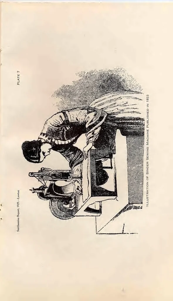 An illustration from The servant in the house : a brief history of the sewing machine, 1930, leaf 43