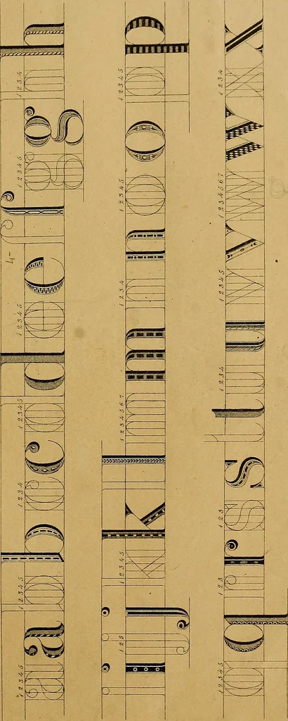 An illustration from A set of alphabets of all the various hands of modern use : with examples in each style, designed as a text book, 1877, leaf 20