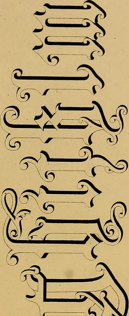 An illustration from A set of alphabets of all the various hands of modern use : with examples in each style, designed as a text book, 1877, leaf 72