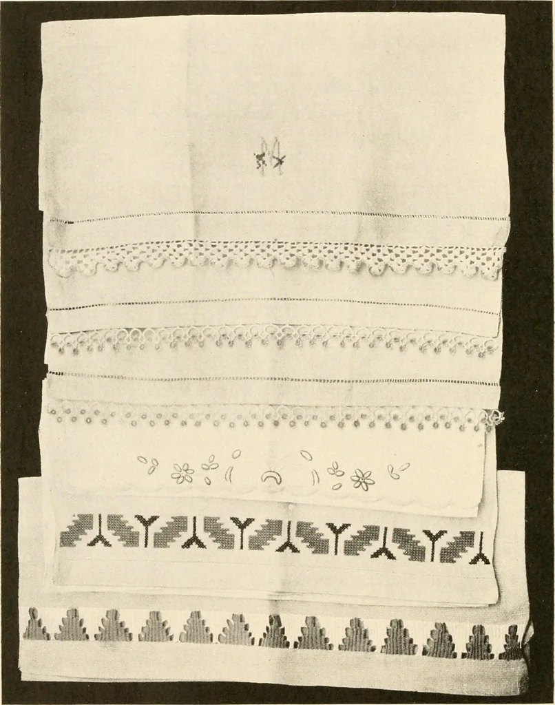 An illustration from Sewing; handicraft for girls; a graded course for city and rural schools, 1918, leaf 59