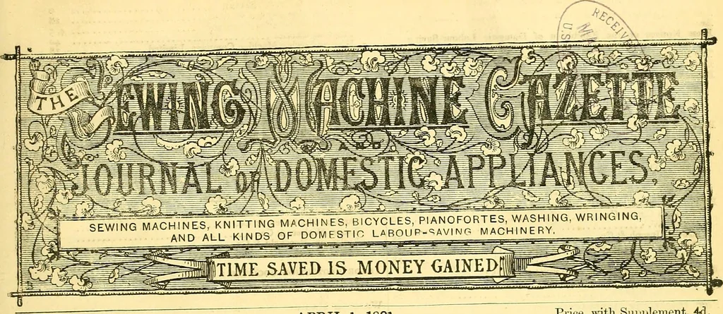 An illustration from Sewing machine gazette, 1874, leaf 144