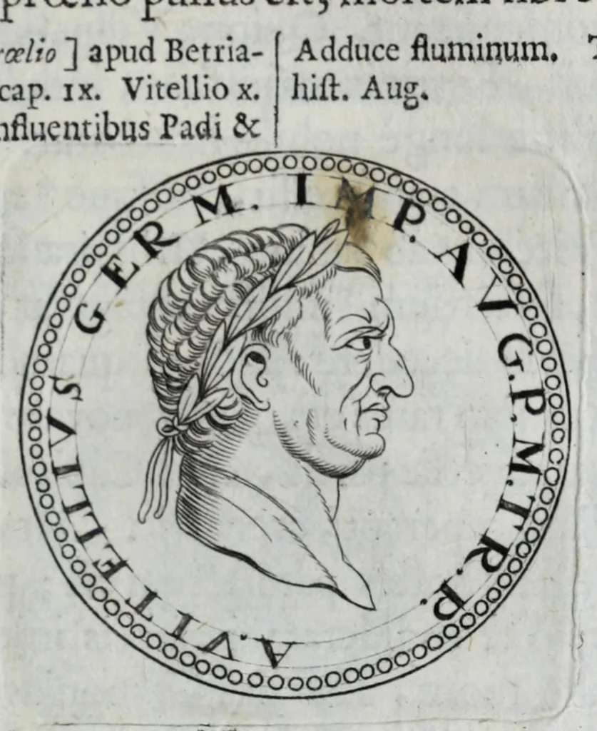 An illustration from Sex. Aurelii Victoria Historiae Romanae breviarium, cum Schotti, Machanei, Vineti, Lipsii, Casauboni, Gruteri &c. integris notis, 1670, leaf 267