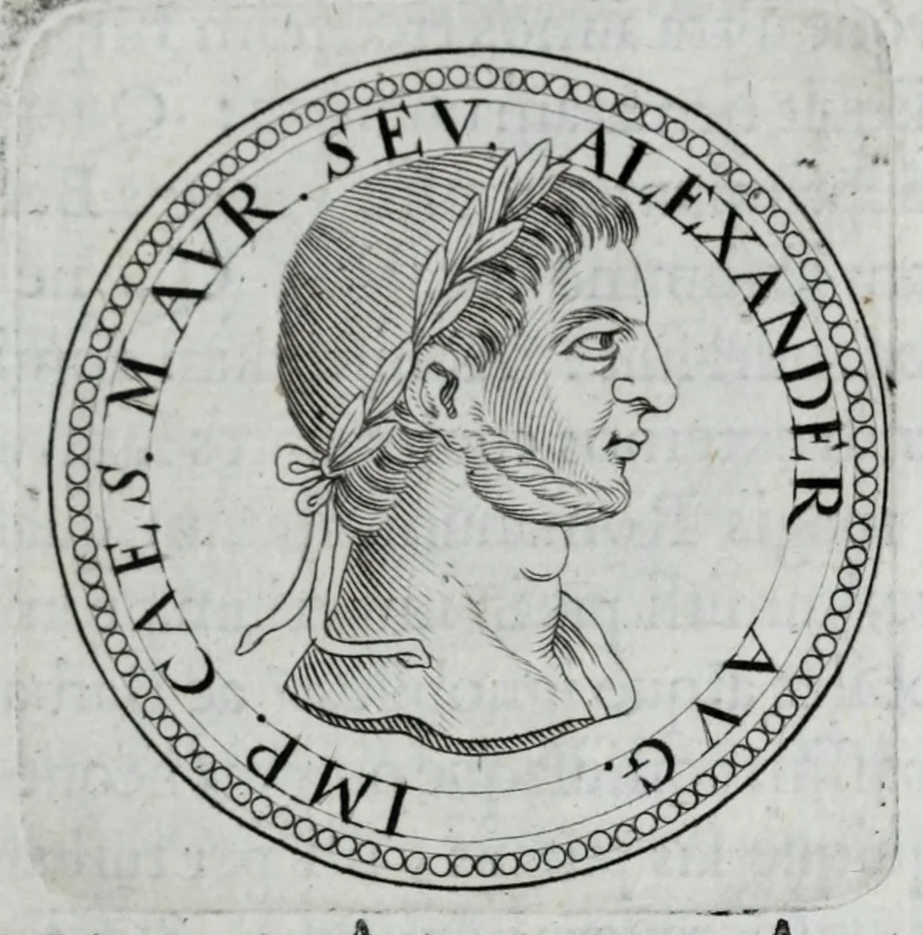 An illustration from Sex. Aurelii Victoria Historiae Romanae breviarium, cum Schotti, Machanei, Vineti, Lipsii, Casauboni, Gruteri &c. integris notis, 1670, leaf 297