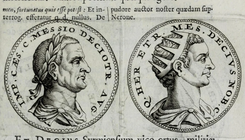An illustration from Sex. Aurelii Victoria Historiae Romanae breviarium, cum Schotti, Machanei, Vineti, Lipsii, Casauboni, Gruteri &c. integris notis, 1670, leaf 305