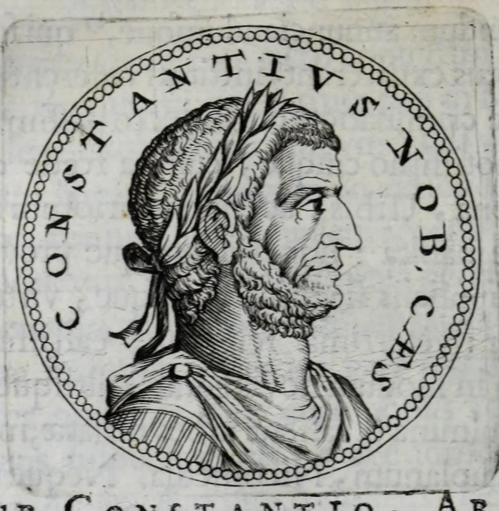 An illustration from Sex. Aurelii Victoria Historiae Romanae breviarium, cum Schotti, Machanei, Vineti, Lipsii, Casauboni, Gruteri &c. integris notis, 1670, leaf 332
