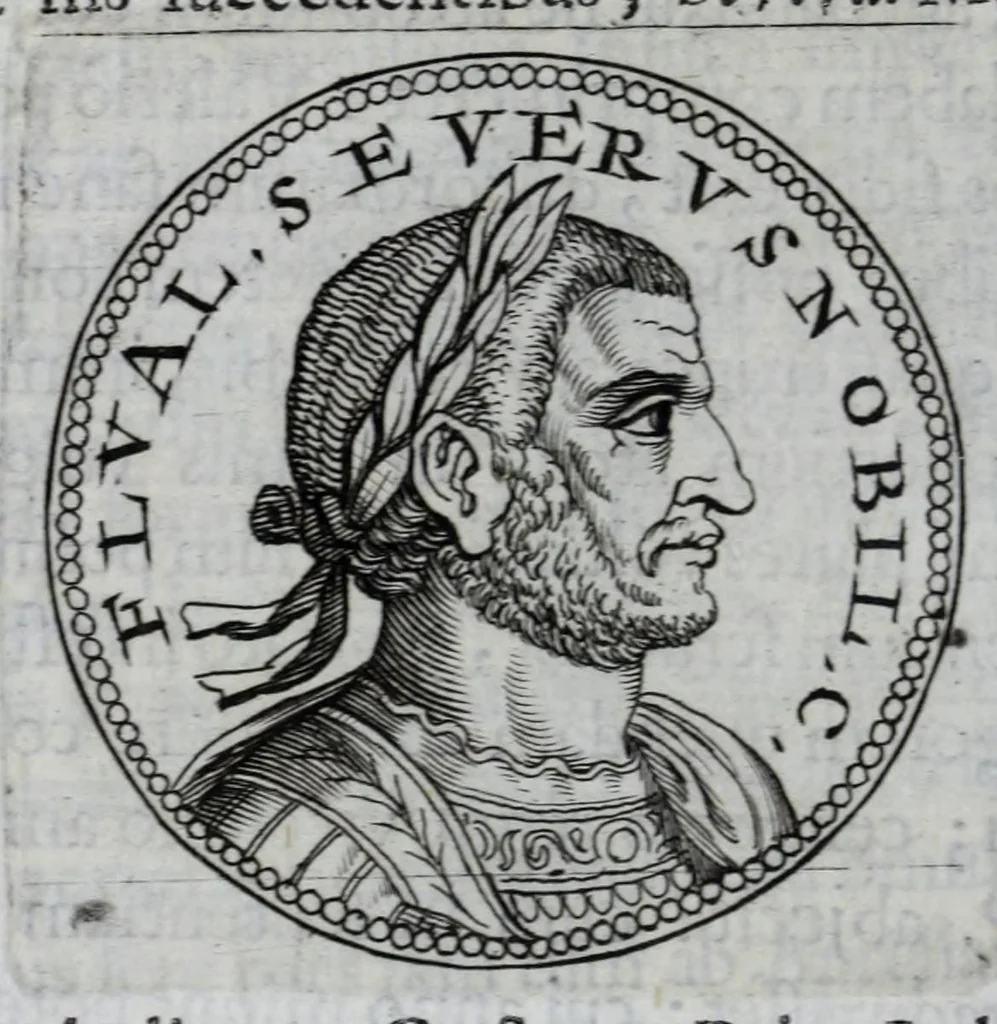 An illustration from Sex. Aurelii Victoria Historiae Romanae breviarium, cum Schotti, Machanei, Vineti, Lipsii, Casauboni, Gruteri &c. integris notis, 1670, leaf 332