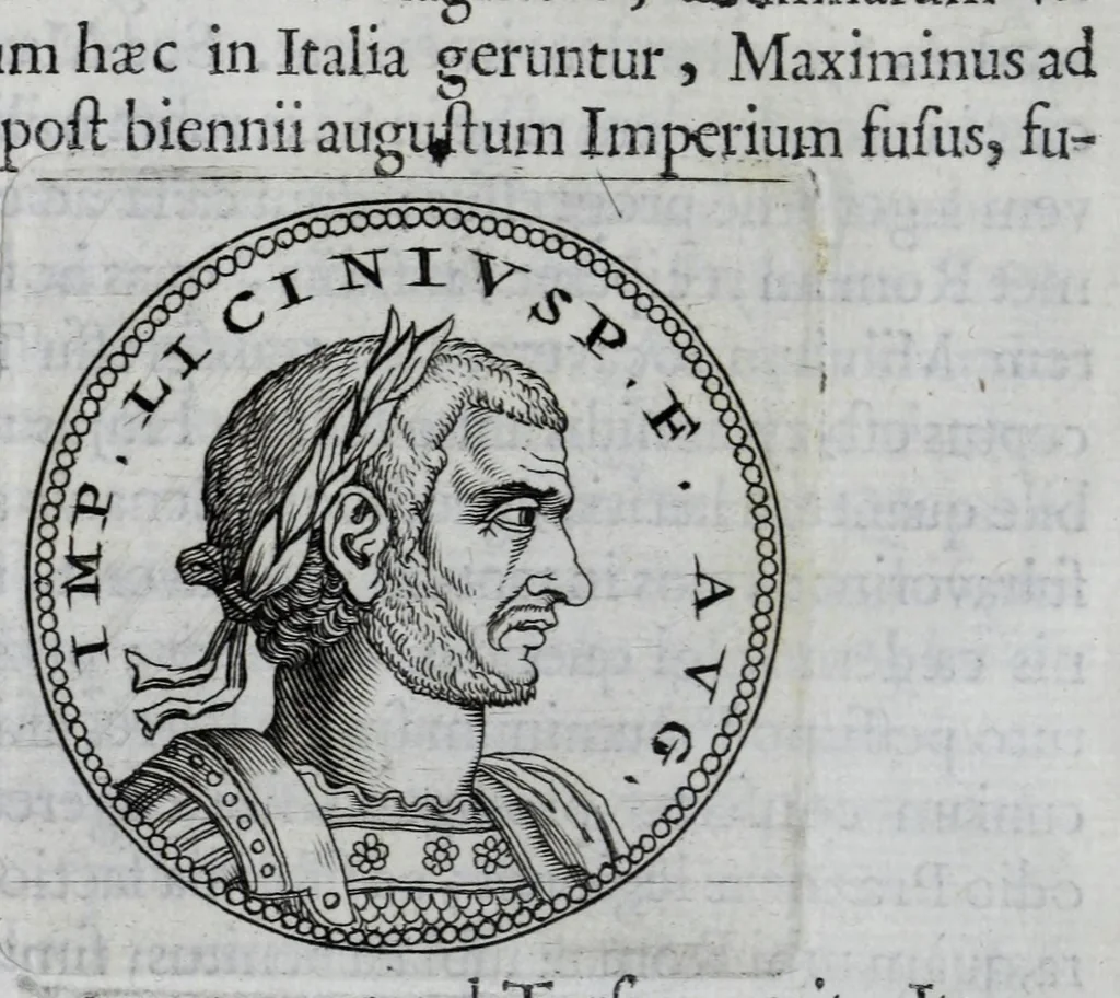 An illustration from Sex. Aurelii Victoria Historiae Romanae breviarium, cum Schotti, Machanei, Vineti, Lipsii, Casauboni, Gruteri &c. integris notis, 1670, leaf 336