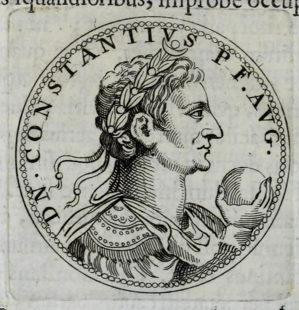 An illustration from Sex. Aurelii Victoria Historiae Romanae breviarium, cum Schotti, Machanei, Vineti, Lipsii, Casauboni, Gruteri &c. integris notis, 1670, leaf 340