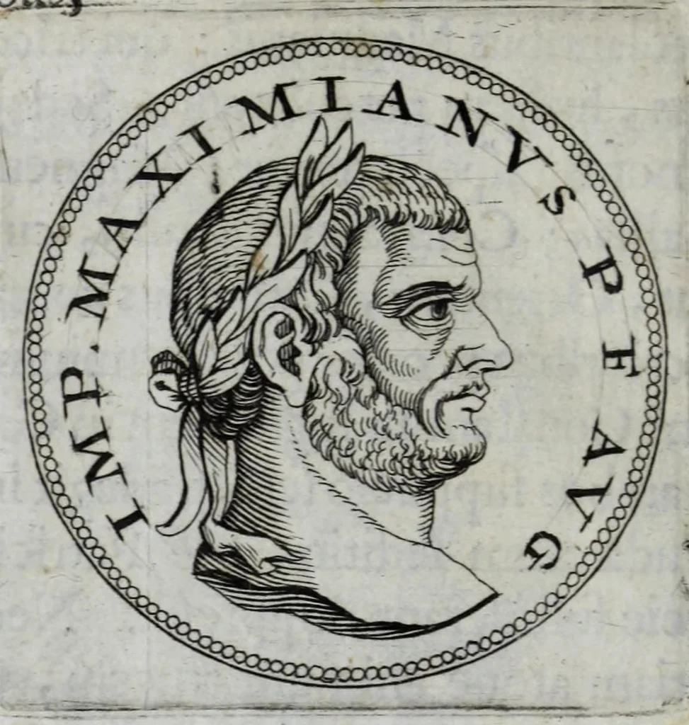 An illustration from Sex. Aurelii Victoria Historiae Romanae breviarium, cum Schotti, Machanei, Vineti, Lipsii, Casauboni, Gruteri &c. integris notis, 1670, leaf 342