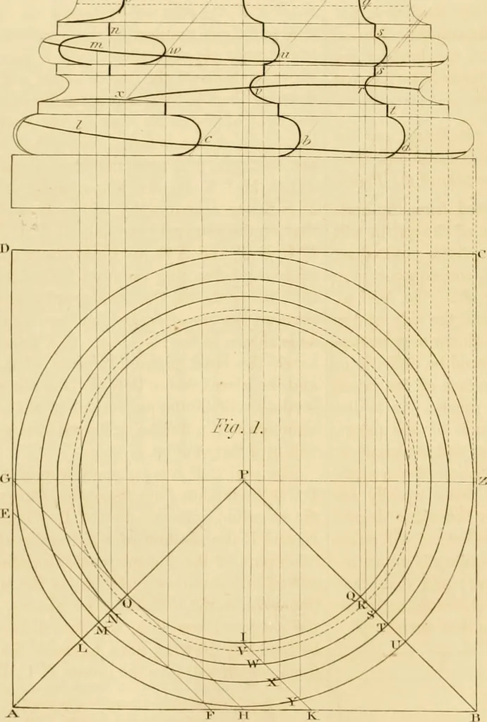 An illustration from Shaw's Civil architecture; being a complete theoretical and practical system of building, containing the fundamental principles of the art, 1852, leaf 129