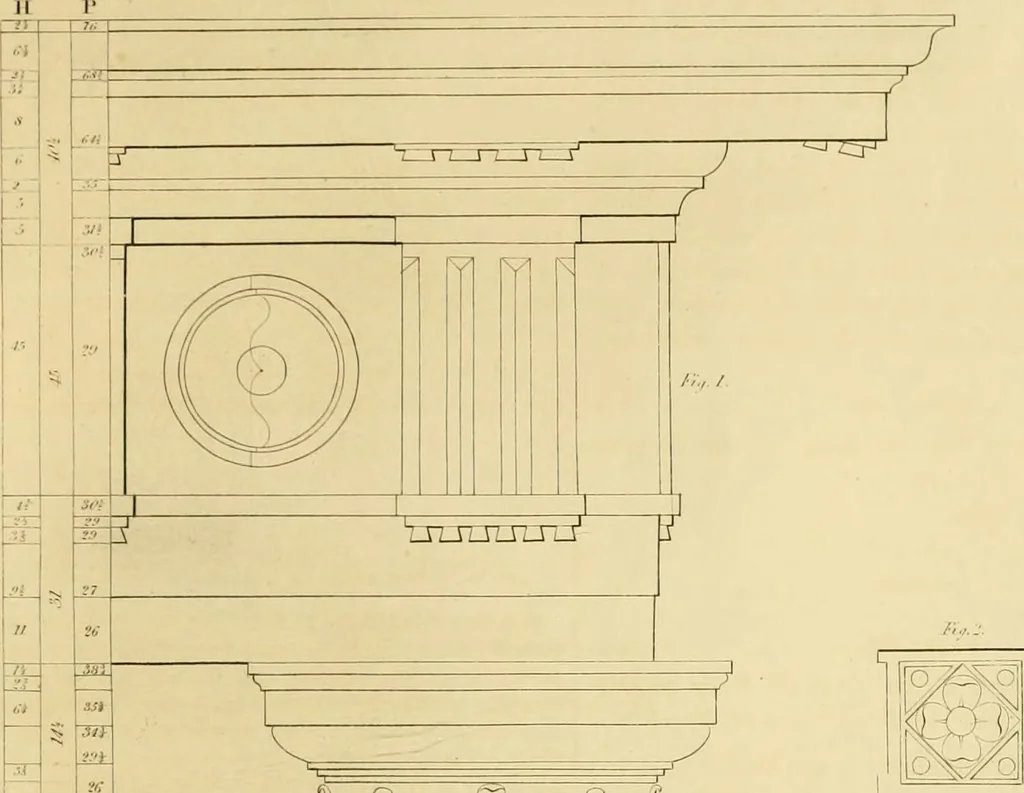 An illustration from Shaw's Civil architecture; being a complete theoretical and practical system of building, containing the fundamental principles of the art, 1852, leaf 156