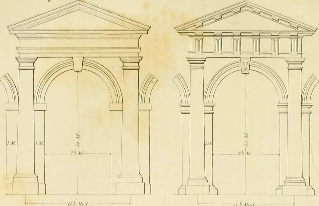 An illustration from Shaw's Civil architecture; being a complete theoretical and practical system of building, containing the fundamental principles of the art, 1852, leaf 174