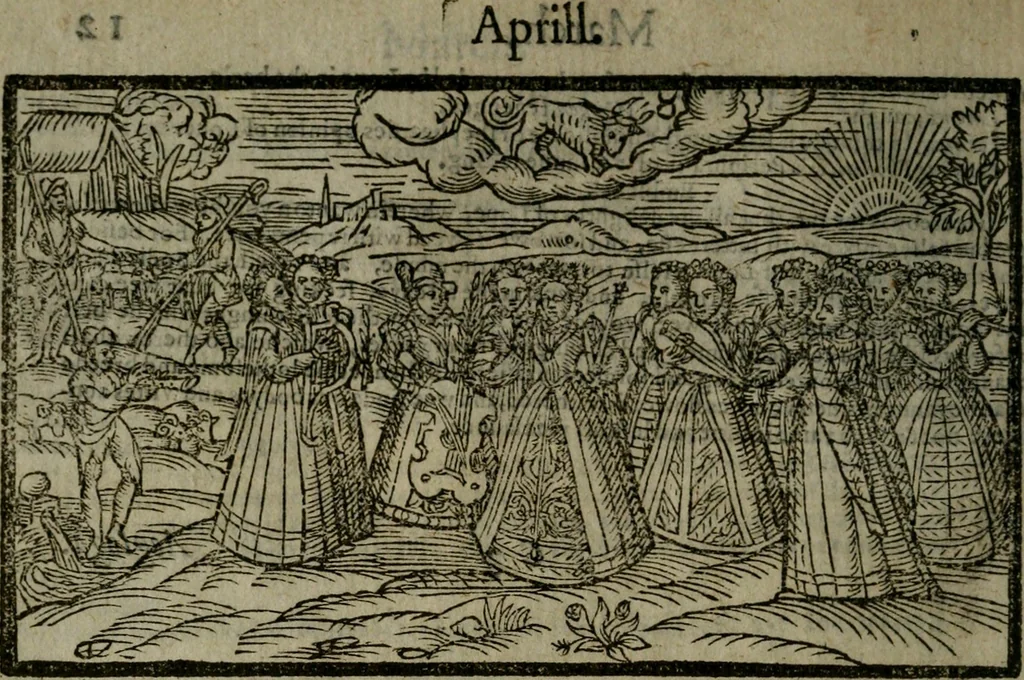 An illustration from The shepheardes calender : conteining twelue aeglogues proportionable to the twelue monethes : Entitled to the noble and vertuous gentleman most worthie of all titles, both of learning and chiualry, Maister Philip Sidney, 1586, leaf 33