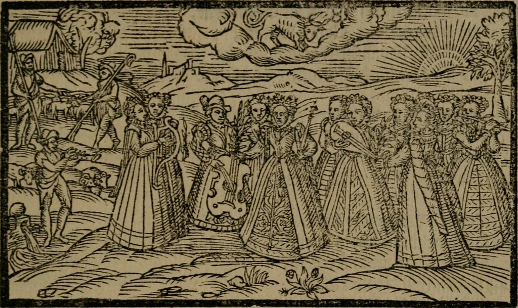An illustration from The shepheards calender : conteyning twelue aeglogues, proportionable to the twelue moneths : entituled, to the noble and vertuous gentleman, most worthy of all tytles, both of learning and chiualrie, Maister Philip Sidney, 1597, leaf 36