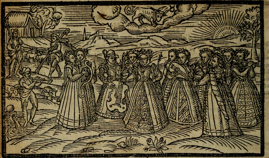 An illustration from The shepheards calender : conteining twelue æglogues proportionable to the twelue monthes : entituled, to the noble and vertuous gentleman, most worthie of all titles, both of learning and chiualry, Maister Philip Sidney, 1591, leaf 33