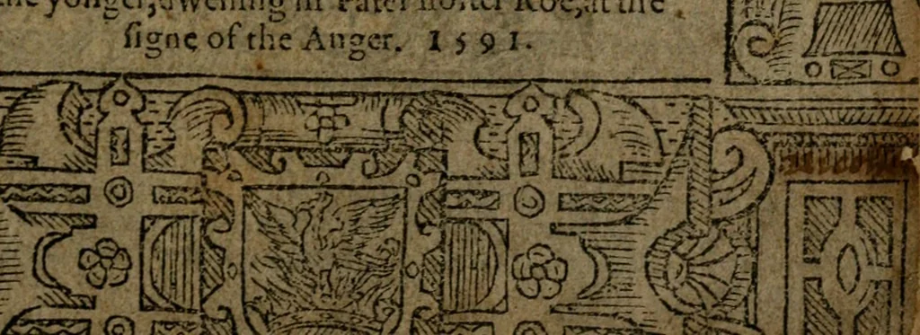 An illustration from The shepheards calender : conteining twelue æglogues proportionable to the twelue monthes : entituled, to the noble and vertuous gentleman, most worthie of all titles, both of learning and chiualry, Maister Philip Sidney, 1591, leaf 6