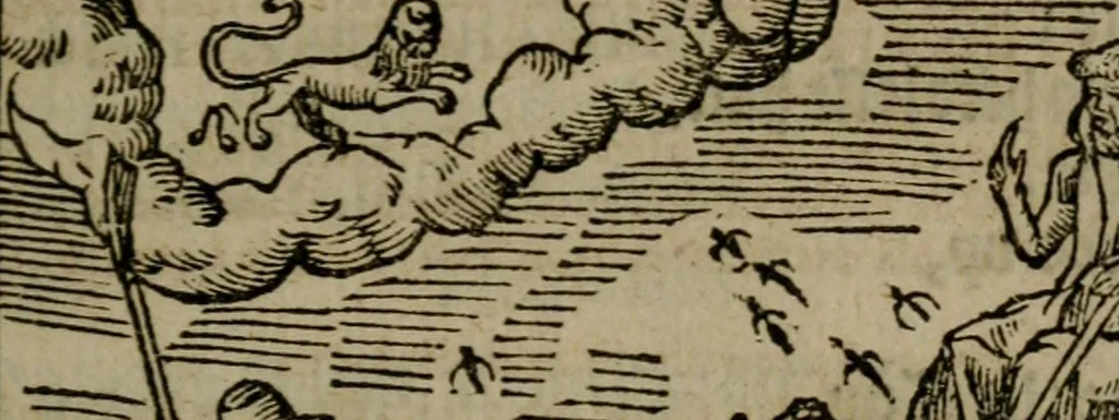 An illustration from The shepheards calender : conteining twelue æglogues proportionable to the twelue monthes : entituled, to the noble and vertuous gentleman, most worthie of all titles, both of learning and chiualry, Maister Philip Sidney, 1591, leaf 62