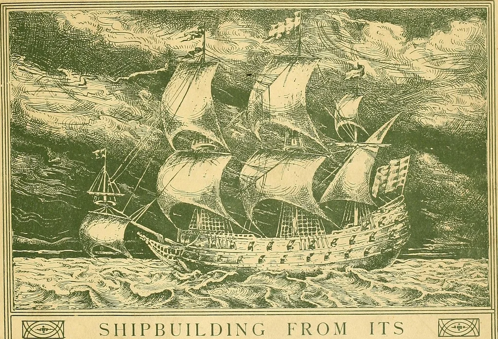 An illustration from Shipbuilding from its beginnings, 1913, leaf 6